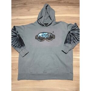 Volcom Hoodie Mens Large Blue Goggle Graphic Tie Dye Sleeve Skate Snow H4152305